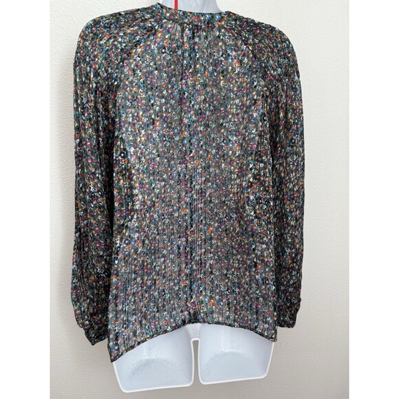 Zac & Rachel Woman Blouse Long Sleeve Size L Mini Print Floral Button Up Office - Picture 3 of 7